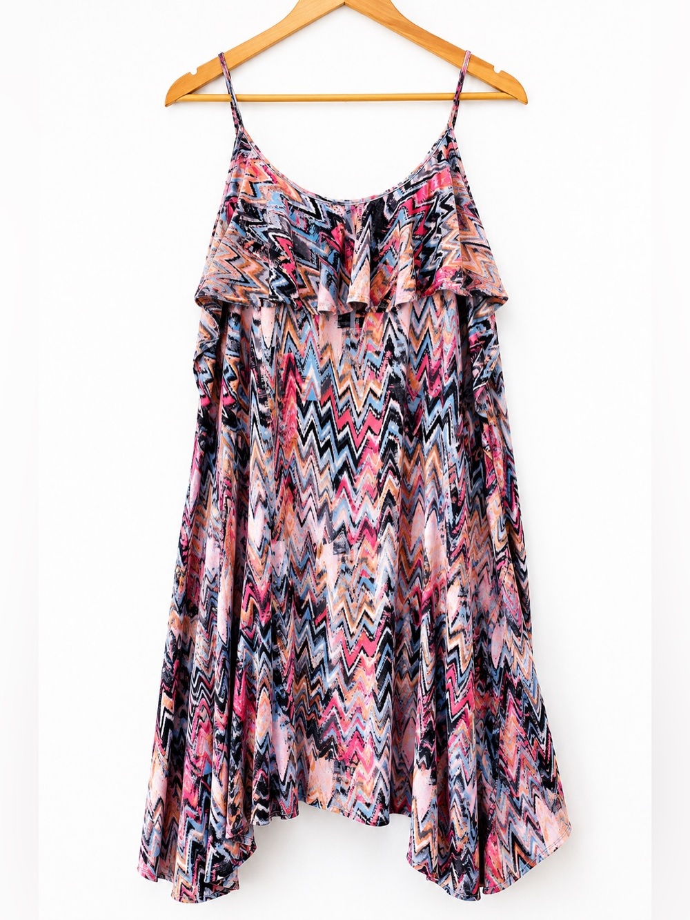 Everything But Water Chevron Swim Cover Up Dress Pink Asymmetrical Beach Resort